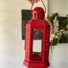 Red Metal Miners Lantern Summer Xmas Wedding Home Party Room Balconey Deck Decoration 21cm Tealight Candle