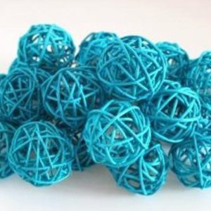 1 Set of 20 LED Turquoise 5cm Rattan Cane Ball Battery Powered String Lights Christmas Gift Home Wedding Party Bedroom Decoration Table Centrepiece