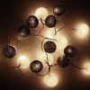 1 Set of 20 LED Black White 5cm Cotton Ball Battery Powered String Lights Xmas Gift Home Wedding Party Bedroom Decoration Outdoor Indoor Table Centrep