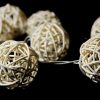 1 Set of 20 LED Cream White 5cm Rattan Cane Ball Battery Powered String Lights Christmas Gift Home Wedding Party Bedroom Decoration Table Centrepiece