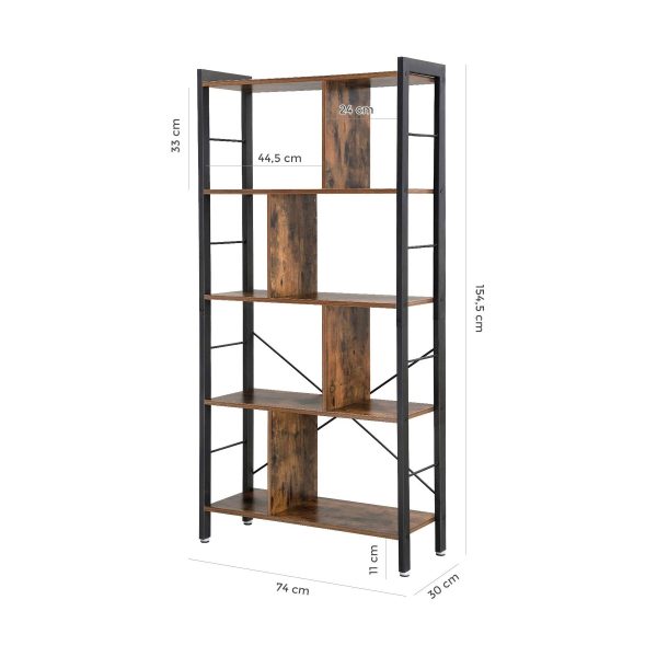 VASAGLE 4 Tier Bookshelf with Compartments