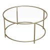 VASAGLE Round Glass Top Coffee Table with Metal Frame