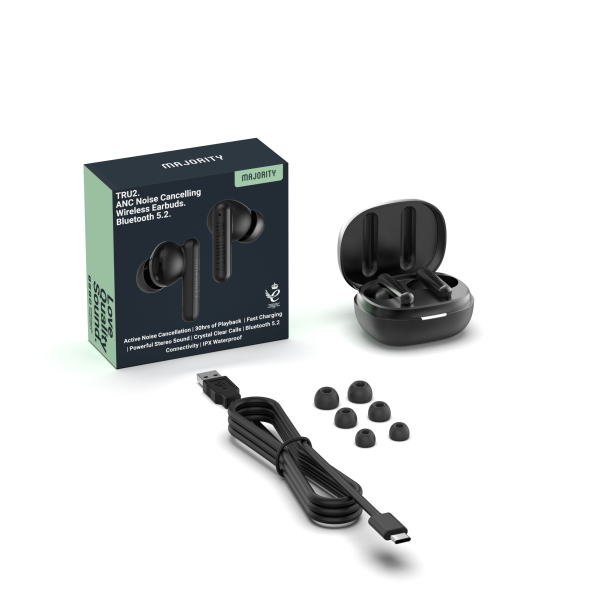 Majority Tru 2 ANC Noise Cancelling TWS Earphones – Black