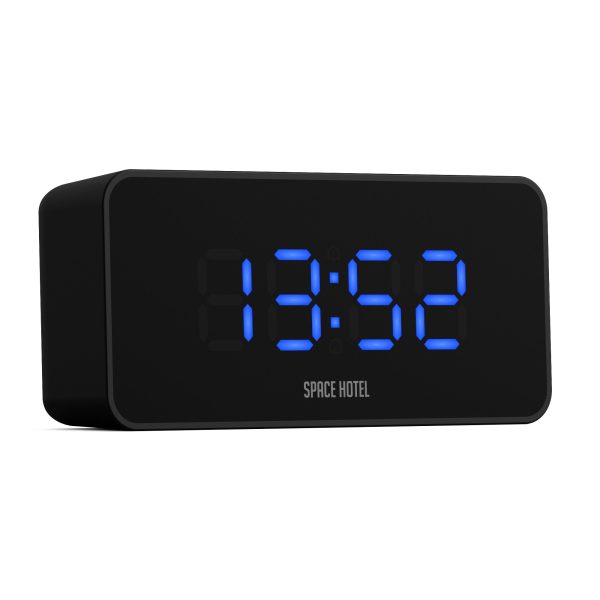 Newgate Space Hotel Hypertron Alarm Clock Black Case – Black Lens – Blue