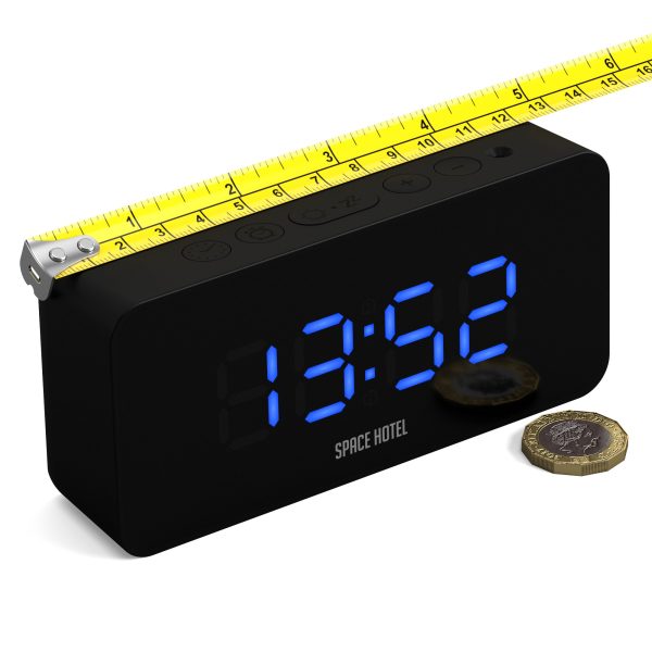 Newgate Space Hotel Hypertron Alarm Clock Black Case – Black Lens – Blue