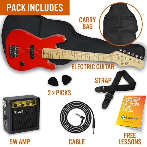 3rd Avenue Junior Electric Guitar Pack – Red