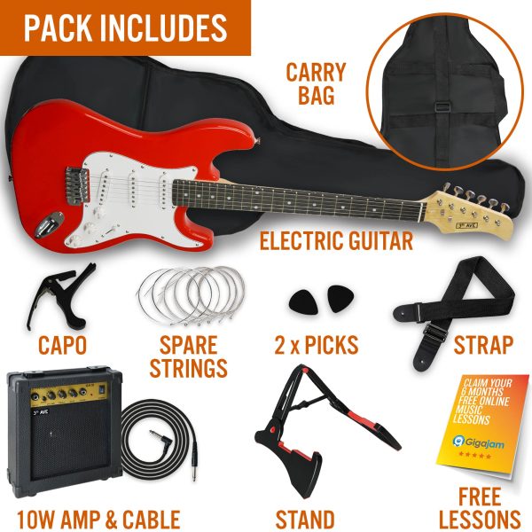 3rd Avenue Electric Guitar Pack – Red