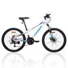 M114 24 Inch Wheel Kids Mountain Bike 21 Speed MTB White