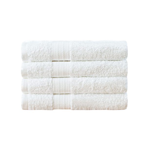 Bath Towel 4 Piece Cotton Hand Towels Set – White