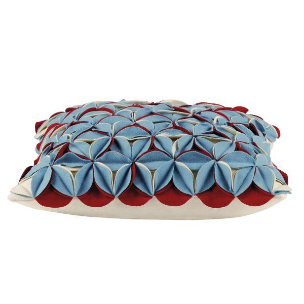 Amelie Aqua Blue & Red 3D Texture Cushion Cover