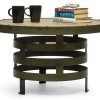 Retro Style Spiral Round Coffee Table with Wood Top