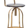 Gold Black Swivel Kitchen Bar Stool Chair with High Back in Netted Design Frame