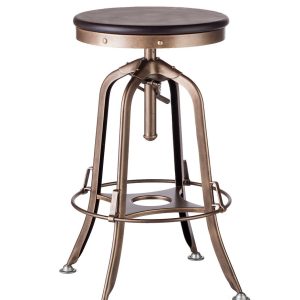 Industrial Wooden Height Adjustable Swivel Bar Stool