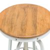 White Bar Stool Hamptons Style Height Adjustable and Swivel with Natural Wood Top