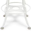 White Bar Stool Hamptons Style Height Adjustable and Swivel with Natural Wood Top