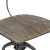 Industrial Swivel Height Adjustable Grey Oak Wood Bar Stool Chair with Back