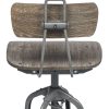 Industrial Swivel Height Adjustable Grey Oak Wood Bar Stool Chair with Back