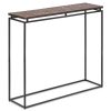 Modern Black Narrow Hallway Console Table with Copper Textured Wood Top