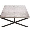 Large Square Black Coffee Table with Stainless Steel Woven Top