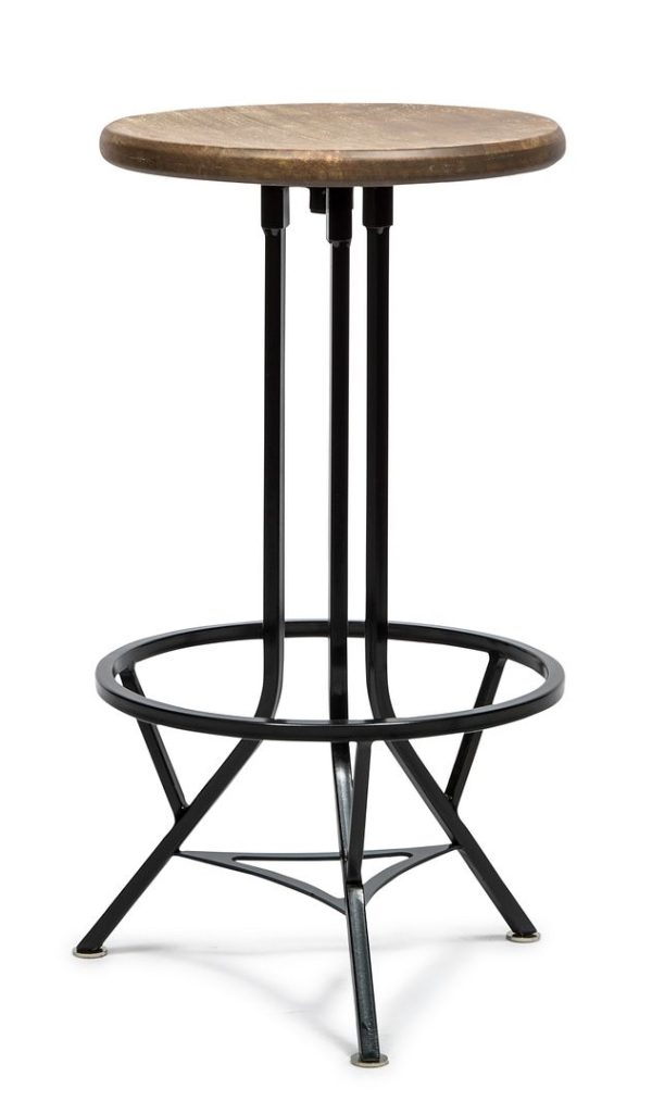 Industrial Wooden Iron Swivel Bar Stool – Black Rustic