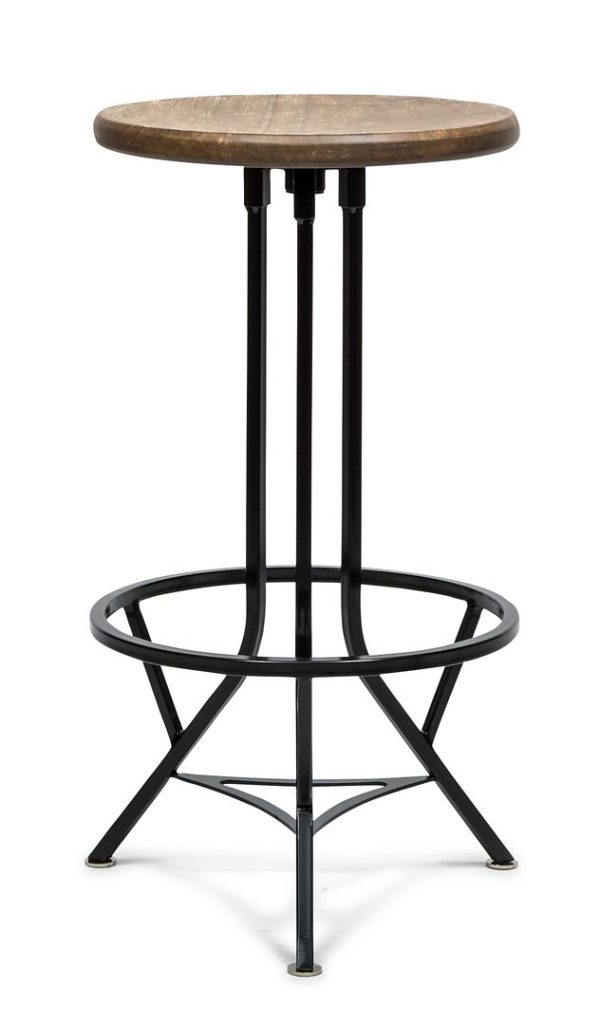 Industrial Wooden Iron Swivel Bar Stool – Black Rustic