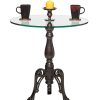 Iron Round Glass Coffee Table with Detachable Candle Holder