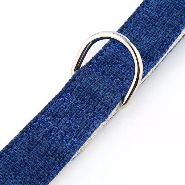 Natural Hemp & Cotton Dog Collar (Ink Blue) – L