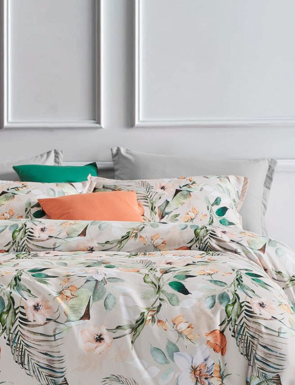 Botanical Celine Microfibre Quilt Cover Set-queen size