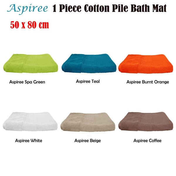 1000GSM Aspiree Soft 100% Cotton Bath Mat 50 x 80 cm – White