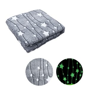 Grey Stars Glow in the Dark Throw Rug 125×152 cm