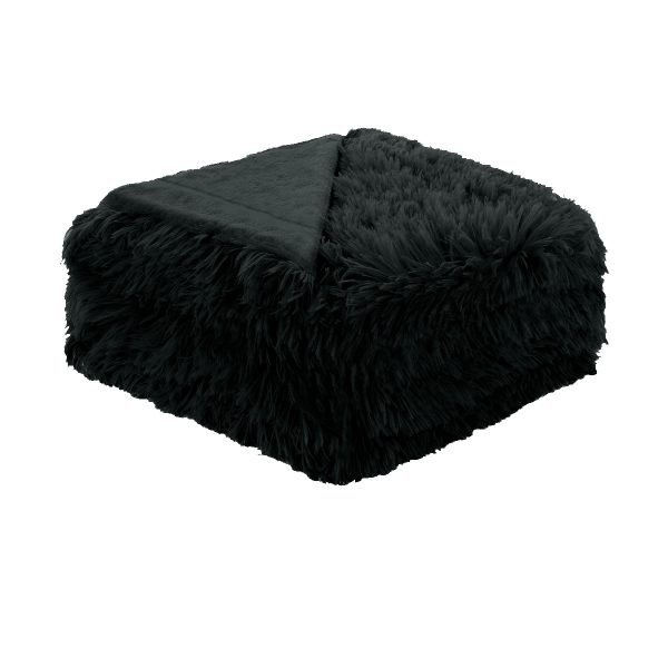 Hotel Living Soft Shaggy Long Hair Blanket Queen – KING, Black