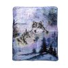 375gsm 1 Ply 3D Print Faux Mink Blanket Queen 200×240 cm – Winter Wolf