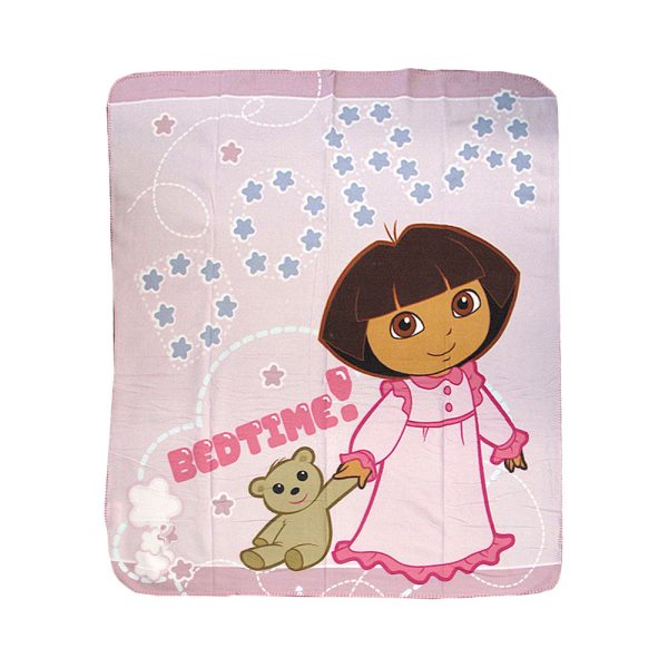 Polar Fleece Throw Rug Dora Explorer Bed Time 127 x 152 cm