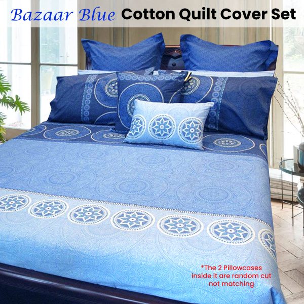 Hotel Living Bazaar Quilt Cover Set BLUE – King