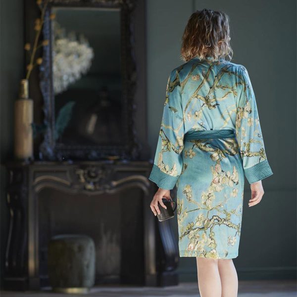 Van Gogh Almond Blossom Blue Kimono Bath Robe Large/Extra Large