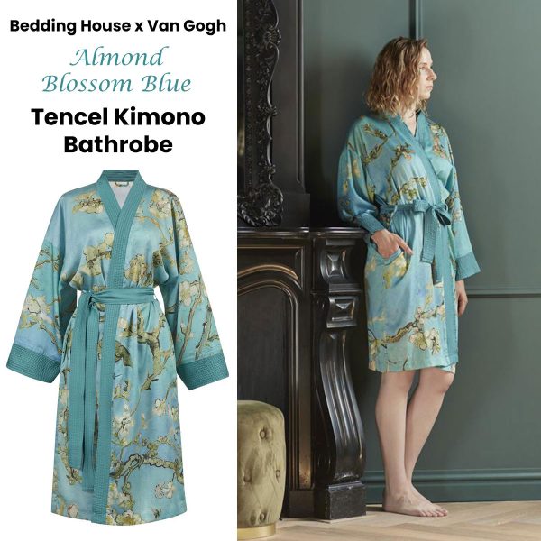 Van Gogh Almond Blossom Blue Kimono Bath Robe Small/Medium