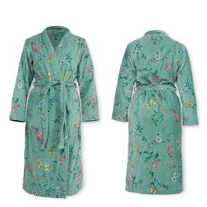 Les Fleurs Cotton Bath Robe Green XXL