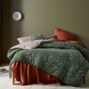 Lisa Green Washed Cotton Printed 3 Piece Comforter Set King