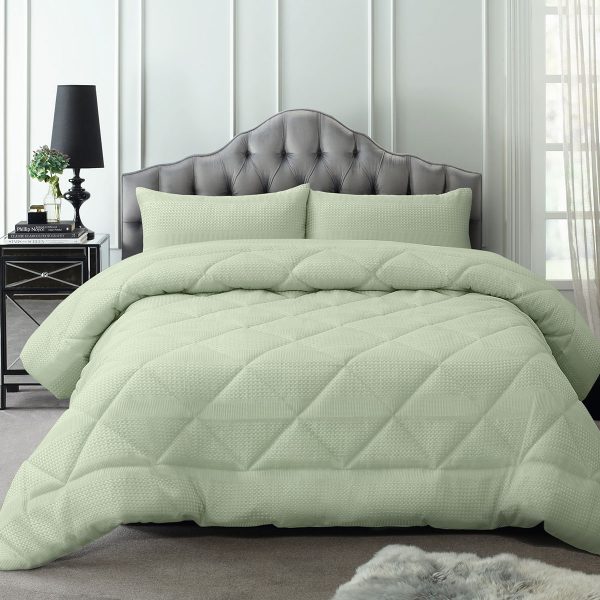 Waffle 3 Piece Jacquard Comforter Set King