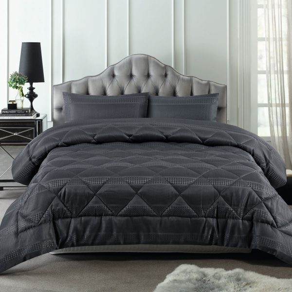 3 Piece Waffle Slate Comforter Set King