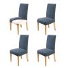 Home Innovations Set of 4 Easy Fit Stretch Dining Chair Covers Knitted – Dark Blue