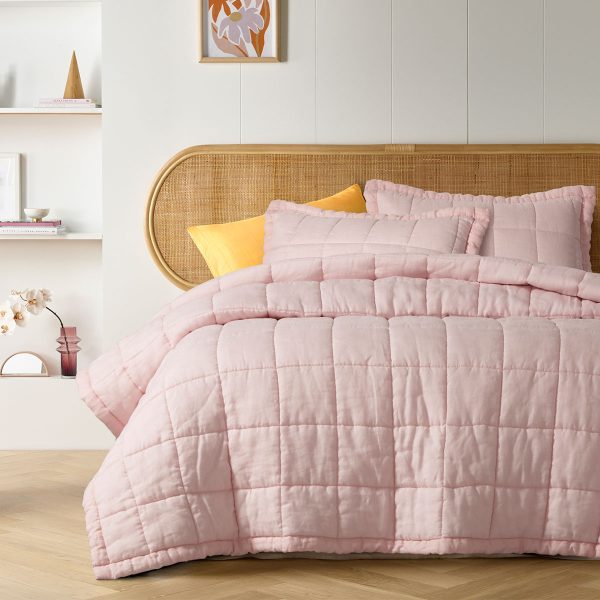 Blush French Linen Coverlet Set Queen