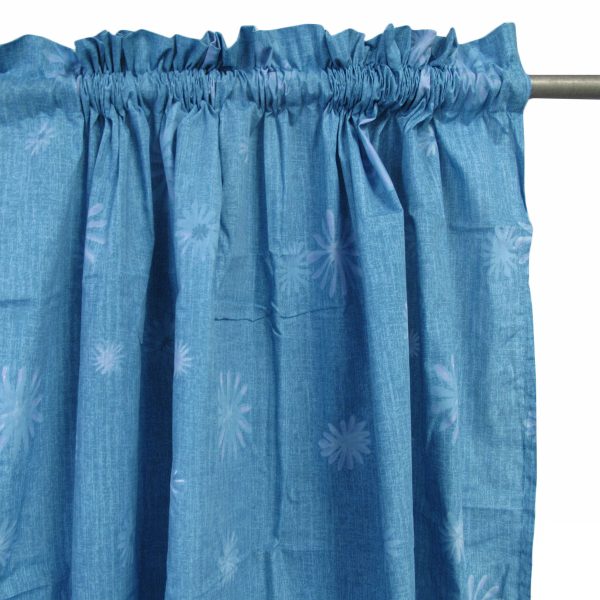 Pair of Polyester Cotton Rod Pocket Curtains – Blue Daisy