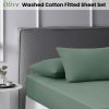 Olive Washed Cotton Fitted Sheet Set King