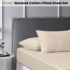 Stone Washed Cotton Fitted Sheet Set King Single