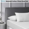 White Washed Cotton Fitted Sheet Set Single