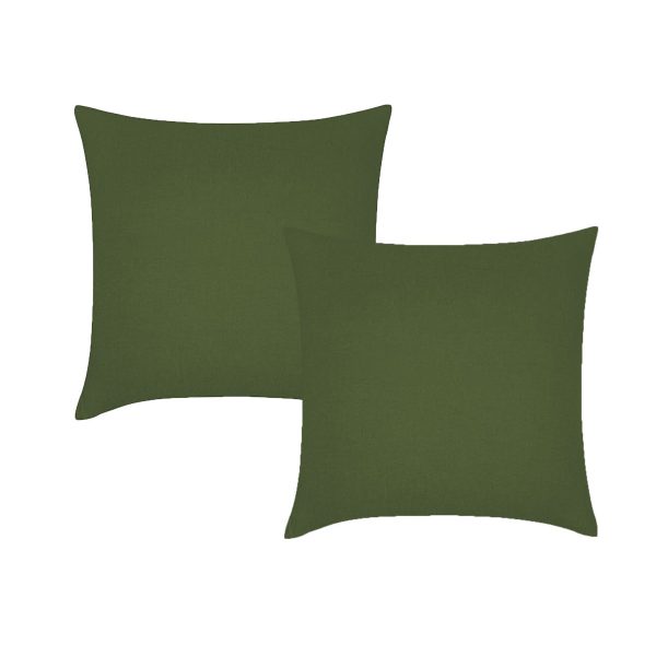 Pair of Olive French Linen European Pillowcases 65 x 65cm