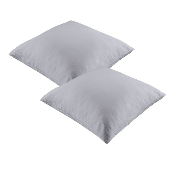 Pair of 100% Linen European Pillowcases Dove Grey