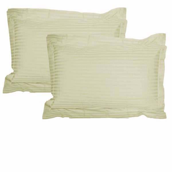 325TC Pair of Stripe Jumbo / Queen Pillowcases Ecru