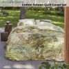 Arcadia Green Cotton Sateen Quilt Cover Set Queen